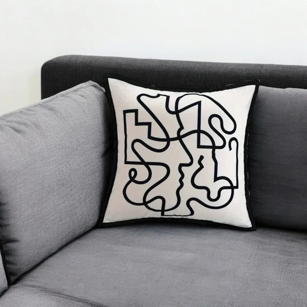 Modern Black and White Throw Pillow Cover, 18”x18”